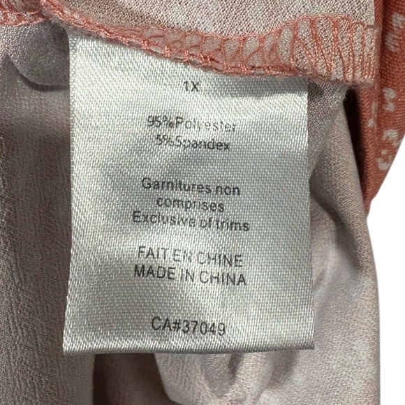 Innée by Claire France, Plus-Size Short Sleeve Top, 1X, Pink & White - Picture 7 of 8